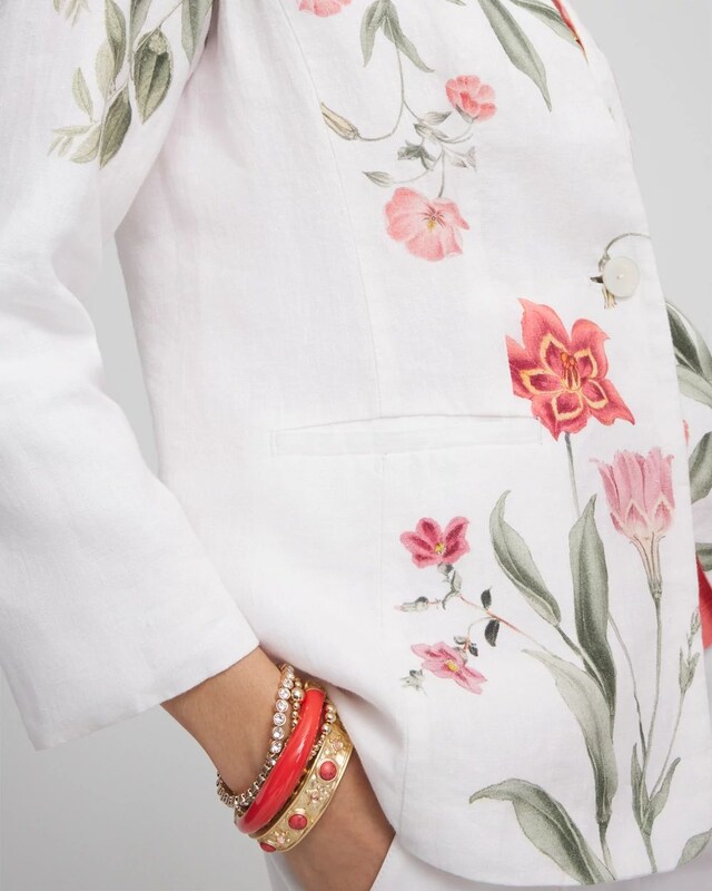 Floral Linen Non-Stretch Blazer - image 4